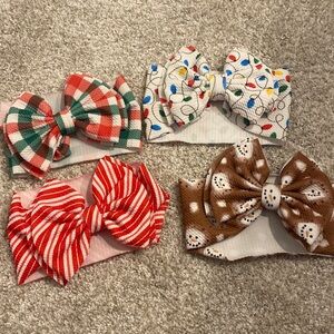 Lot of Holiday Bow Headwraps for Baby Girl
